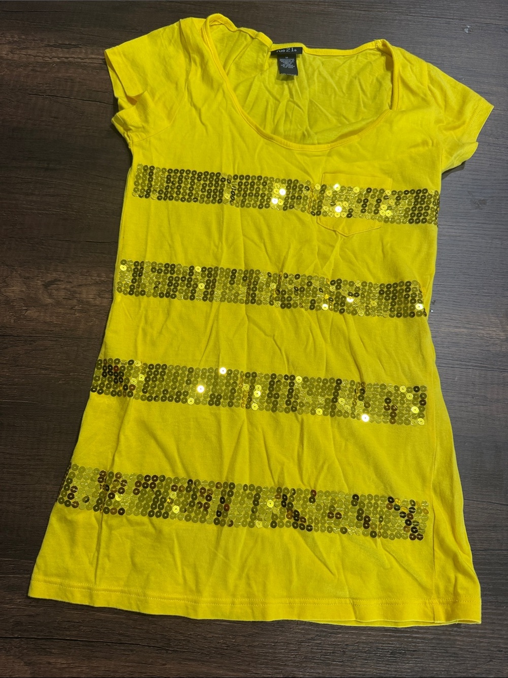 Rue21 Yellow Sequin Stripe Crop Top